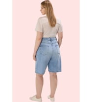 Kadın Büyük Beden Kısa Denim Şort Pamuk Casual Stil Rahat Günlük Kullanım Kaliteli Malzeme (Açık Mavi)