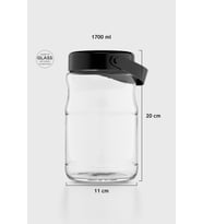 Renga Macro 1700 ml Bej Kapaklı Cam Kavanoz 131074 (Siyah)