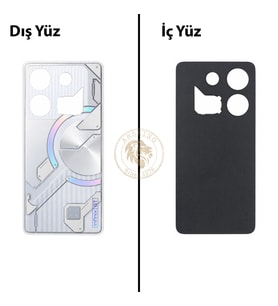 Infinix GT 10 Pro Gümüş Uyumlu Arka Kapak Arka Cam Batarya Pil Kapağı Lazer Kesim Back Cover