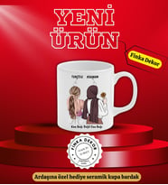 2 Kız Arkadaş Baskılı Hediye Seramik Kupa Bardak