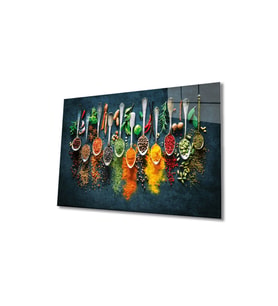 Miyrem Glasses Collection -A1^#  Baharatlar 4mm Dayanıklı Cam Tablo Temperli Cam (Çok Renkli)