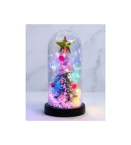 Kişiye Özel Yılbaşı Temalı Işıklı Dekoratif Cam Fanus - 21x11cm