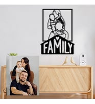 Kişiye Özel Fotoğraf Ciziminden Family Temalı Dekoratif Tablo (1,2 Veya 3 Kişilik Fotoğraf)