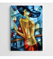Kadeh ve Kadın Modern Sanat Kanvas Tablo