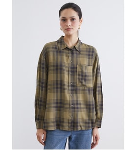 LCW Modest Yeşil Ekose Poplin Oversize Kadın Gömlek Tunik