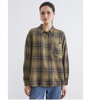 LCW Modest Yeşil Ekose Poplin Oversize Kadın Gömlek Tunik