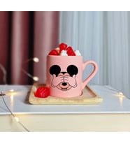 Mickey Mouse Tasarımlı Kişiye Özel Pembe Türk Kahvesi Fincanı