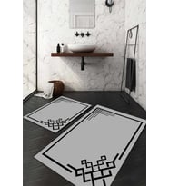 Dijital Baskılı Kaymaz Taban Yıkanabilir 2'li Klozet Takımı Banyo Paspası NDKZ-HT-238 (Gri)