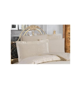 Jardin Bambu Jakar Kumaş Krem İkili  Oksford Yastık Kılıfı 60x80 Cm 1348