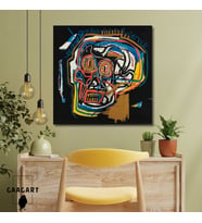Tekli Kare Kanvas Jean-Michel Basquiat Head Figure