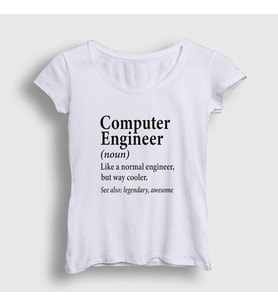 Presmono Kadın Beyaz Computer Engineer Hediye Bilgisayar Mühendisi T-Shirt 536841tt (Beyaz)