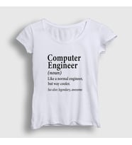 Presmono Kadın Beyaz Computer Engineer Hediye Bilgisayar Mühendisi T-Shirt 536841tt (Beyaz)