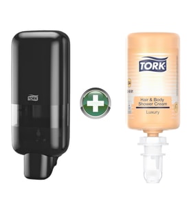 Tork S4 Siyah Sabun ve Dezenfektan Dispenseri 564508 + 1 L Luxury Sabun 424661 Hediyeli