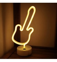 Neon Gitar Masa Lambası Pil + USB