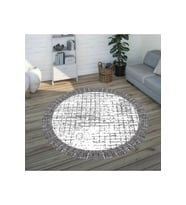 Eliana Home Baskılı, Yıkanabilir Kaymaz Taban Yuvarlak Halı LNA7332-HS209 120x120 cm (Beyaz)