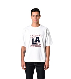 Erkek Oversize Tişört Retro Los Angeles Baskılı Vintage Stil Rahat Kesim Günlük Modern Şık Konforlu