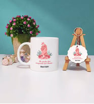 Anneler Günü Hediyesi Anneye Hediye - 5 - Kupa Bardak ve Ahşap Anahtarlık Hediye Seti
