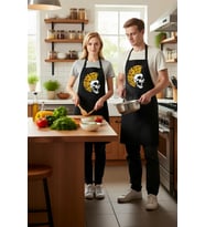Unisex Mutfak Aşçı Önlüğü Kafatası Pizza Baskılı Grafik Tasarım Sanat Yönelimli Rahat Günlük Modern
