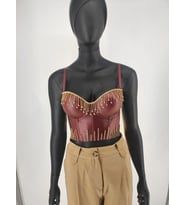 GOLD SARKIT TAŞ DETAYLI KADİFE BRALET ABİYE BÜSTİYER  (Model 1)