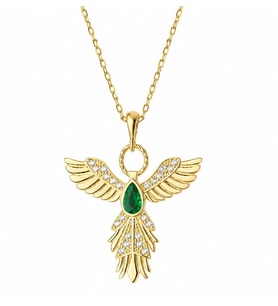 Gümüş Anka Kuşu Figürlü Gold Kadın Kolye