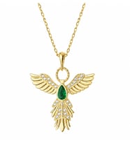 Gümüş Anka Kuşu Figürlü Gold Kadın Kolye