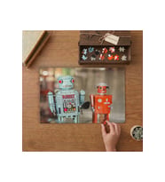 Vintage El Yapımı Oyuncak Robotlar Tasarımı 240 parça Ahşap Puzzle Ahşap Kutuda MP00992