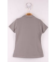 Toontoy Kız Çocuk Önü Dantelli T-Shirt (Gri)
