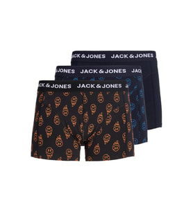 Jack & Jones JACDALE Smiley Erkek Boxer 3'lü Paket Desenli Pamuklu Rahat