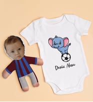BK Kids Kişiye Özel Fotoğraflı Bebek Yastık ve Bebek Body Zıbın Hediye Seti - Model 5.4