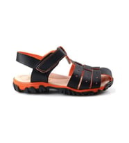 Arzen 4038 Orto Pedik Erkek Çocuk Sandalet Ayakkabı (Siyah - Turuncu)