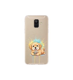 Samsung Galaxy A6 (2018) ile Uyumlu Splash Köpek Tasarımlı Şeffaf Silikon Kılıf