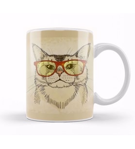 Gözlüklü Kedi Cats Kupa Bardak Porselen