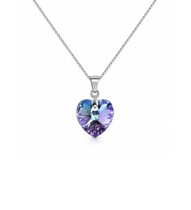 925 Ayar Swarovski Taşlı Kalp 14mm Crystal Vitrail Light Kadın Gümüş Kolye