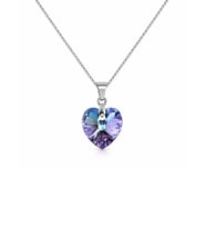 925 Ayar Swarovski Taşlı Kalp 14mm Crystal Vitrail Light Kadın Gümüş Kolye