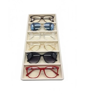 Lefkoşa Model Süet Kumaş Krem Renk 38/19 Cm 6 Bölmeli Gözlük Standı