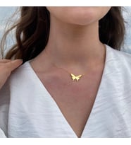 Altın Kelebek Kolye Zarif Zarif Minimalist Kelebek Kolye (STD)