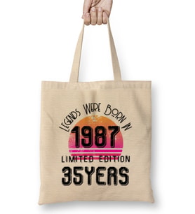 1987 Birthday Gift - Made, Born in 1987 Gift - 35th Year Old Birthday Gift Vvintage Style Bez Çanta Uzun Saplı