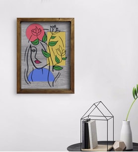 BK Home Woman Line Tasarımlı Doğal Masif Ahşap Çerçeveli Tablo 45x65cm-4