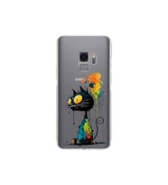 Samsung Galaxy S9 ile Uyumlu Splash Kedi Tasarımlı Şeffaf Silikon Kılıf