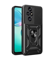 Honor 200 Pro Uyumlu Kılıf Magnetik Standlı Kamera Korumalı Zore Sürgülü Vega Kapak (Siyah)
