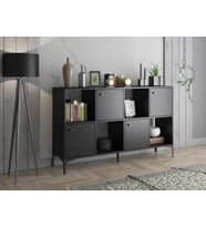 Wood'n Love Satürn Premium 4 Kapaklı Metal Ayaklı Çok Amaçlı Dolap Konsol - Siyah / Siyah