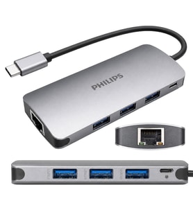 Philips SWR1607H/93 USB-C 5'i 1 Arada Hub - RJ45 Ethernet + 3 Port USB 3.0