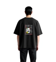 Hustle Motivasyon Kedi Teması Baskılı Erkek Oversize Tişört