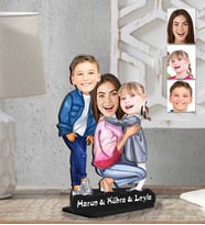Kişiye Özel 2 Boyutlu Anne Kız Oğul  Ahşap Biblo-1