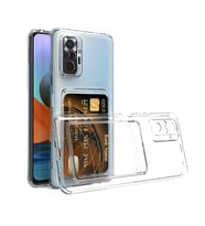 Xiaomi Redmi Note 10 Pro Uyumlu Kılıf Kartlıklı Şeffaf Zore Setra Clear Silikon Kapak