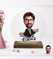 BK Gift Kişiye Özel Erkek Avukat Karikatürlü Yuvarlak Ahşap Standlı Biblo-3