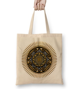 Mandala Teeshirts Mandala Sri Yantra Bez Çanta Uzun Saplı