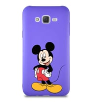 Samsung Galaxy J7 Core Soft Premier Kapak Mickey Mouse-E Tasarımlı Silikon Kılıf - Mor (Şeffaf)