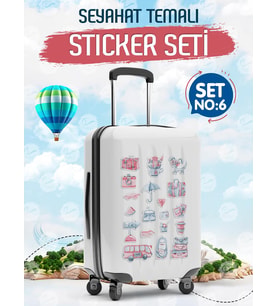 Seyahat Temalı Bavul Sticker Etiket Çıkartma S6 (Laptop Tablet Suluk Telefon Valiz Defter Kitap)-T974