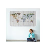 Eğitici Dünya Haritası Dünya Atlası Çocuk Ve Bebek Odası Duvar Sticker-3825-60x105
